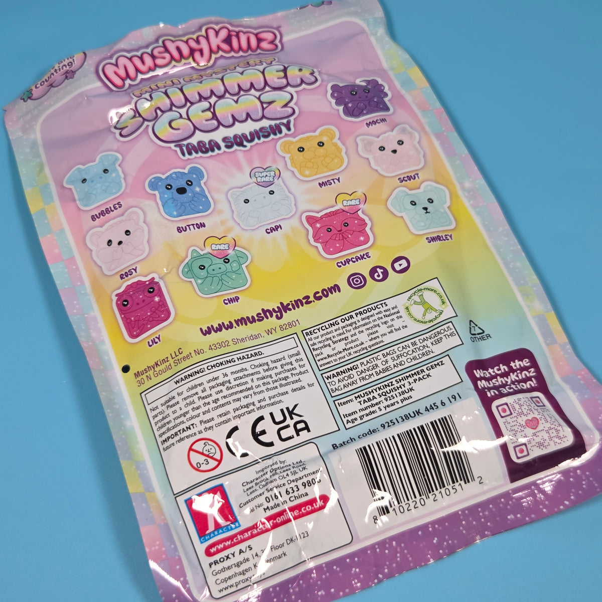 MushyKinz Mini Mystery Shimmer Gemz Taba Squishy - Scout, Misty, Shirley