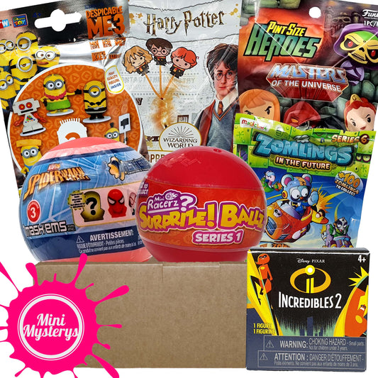 Mini Mysterys Boys Toy Bundle - 7 Toys inc Spider-man, Harry Potter, Masters of the Universe, Disney (Boys Gift Ideas)