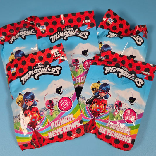 5x ZAG Miraculous Figural Keychains Blind Bag Bundle