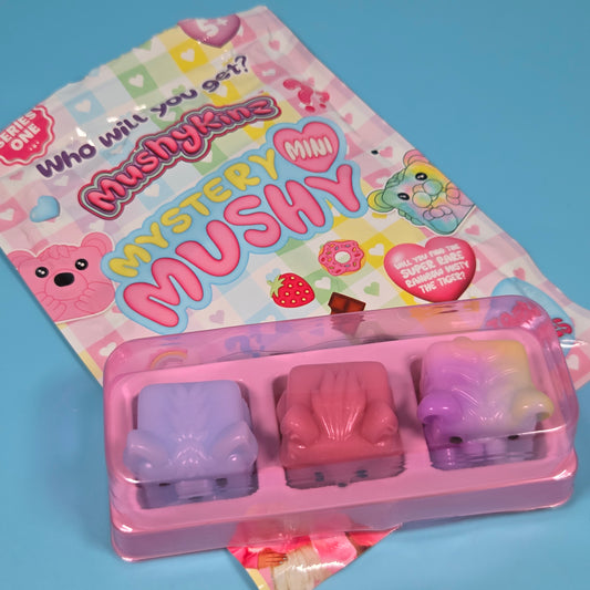 Mushykins Mystery Mini Mushy Taba Squishies - Misty (Super Rare), Cupcake, Scout