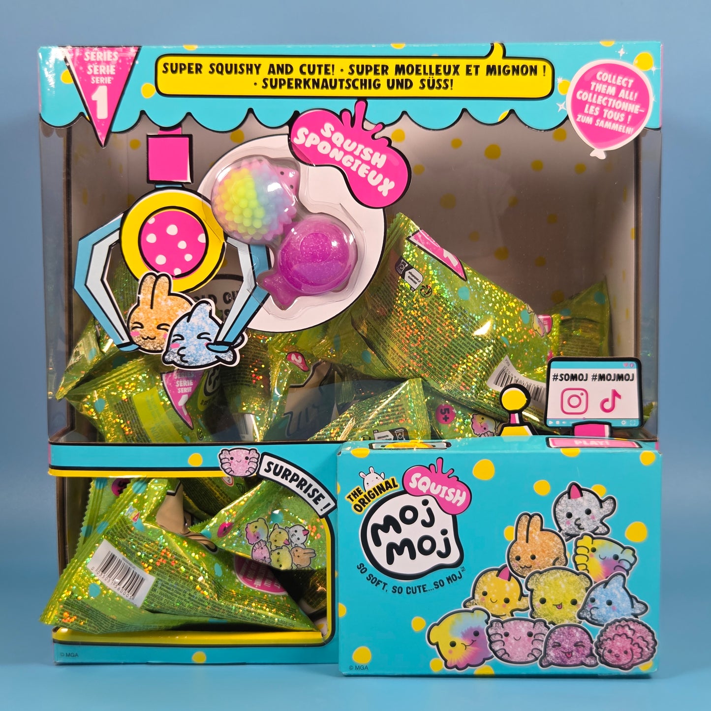 14x Moj Moj The Original Squish Series 1 Blind Bags & Display Case (CDU)