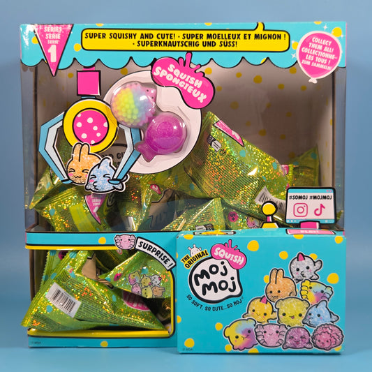 14x Moj Moj The Original Squish Series 1 Blind Bags & Display Case (CDU)