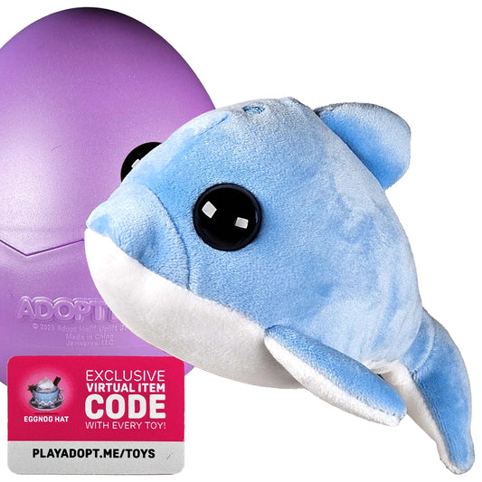 Adopt Me Surprise Plush Pets Series 2 - Dolphin (Uncommon) + Eggnog Hat Code