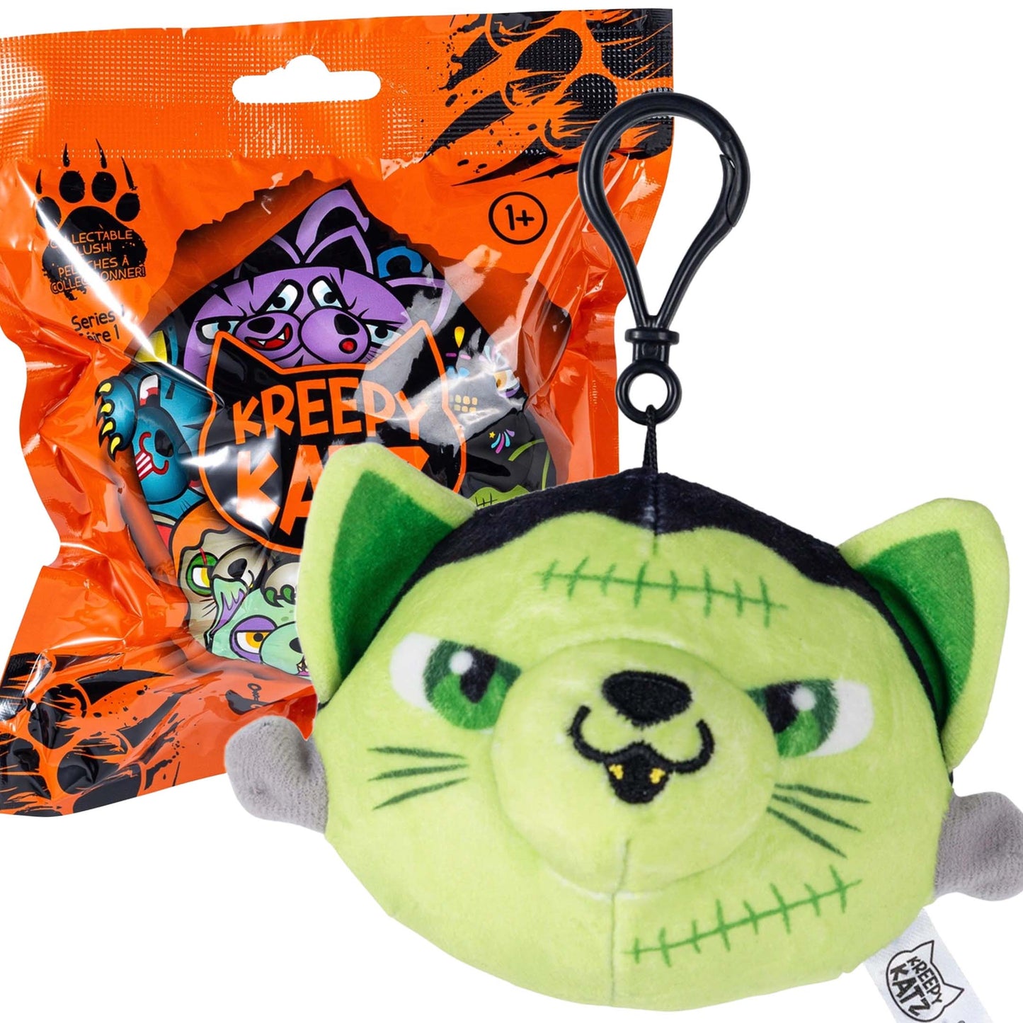 Kreepy Katz Plush Bag Clip - Frakenkitty