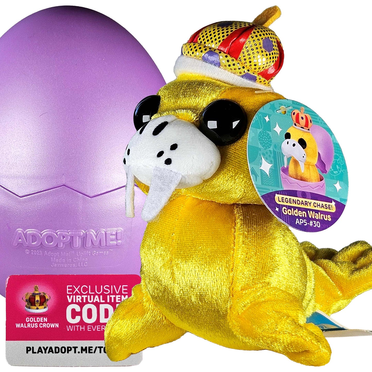 Adopt Me Surprise Plush Pets Series 2 - Golden Walrus (Chase) + Golden Walrus Crown Code