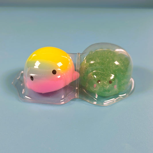 The Original Moj Moj Squish - Green Glitter Sheep & Rainbow Whale