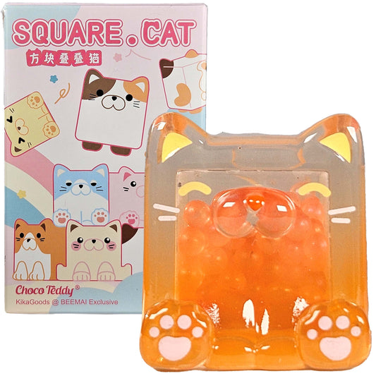 Square Cat Sensory Minifigure - Orange (Sitting)