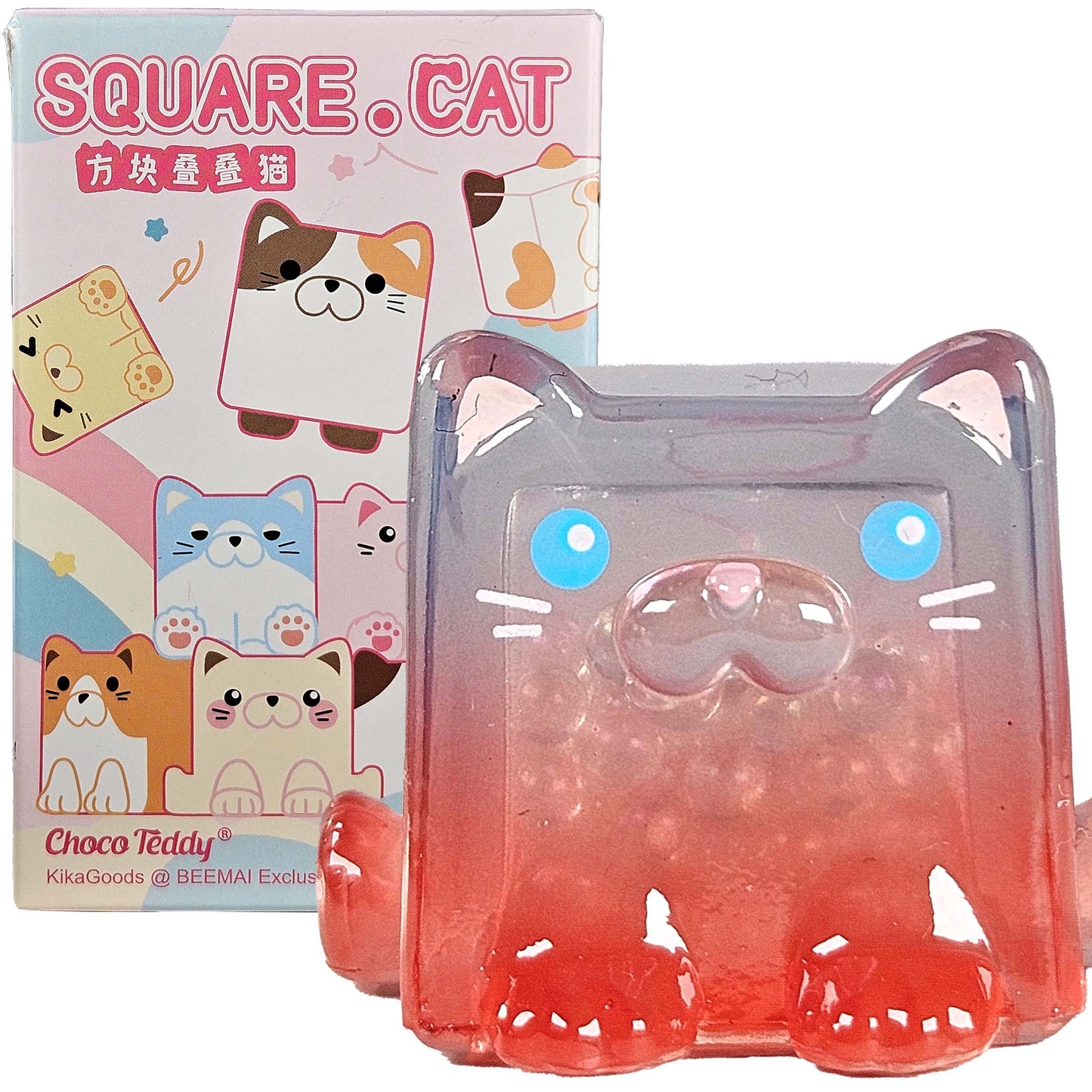 Square Cat Sensory Minifigure - Peach (Lying Down)