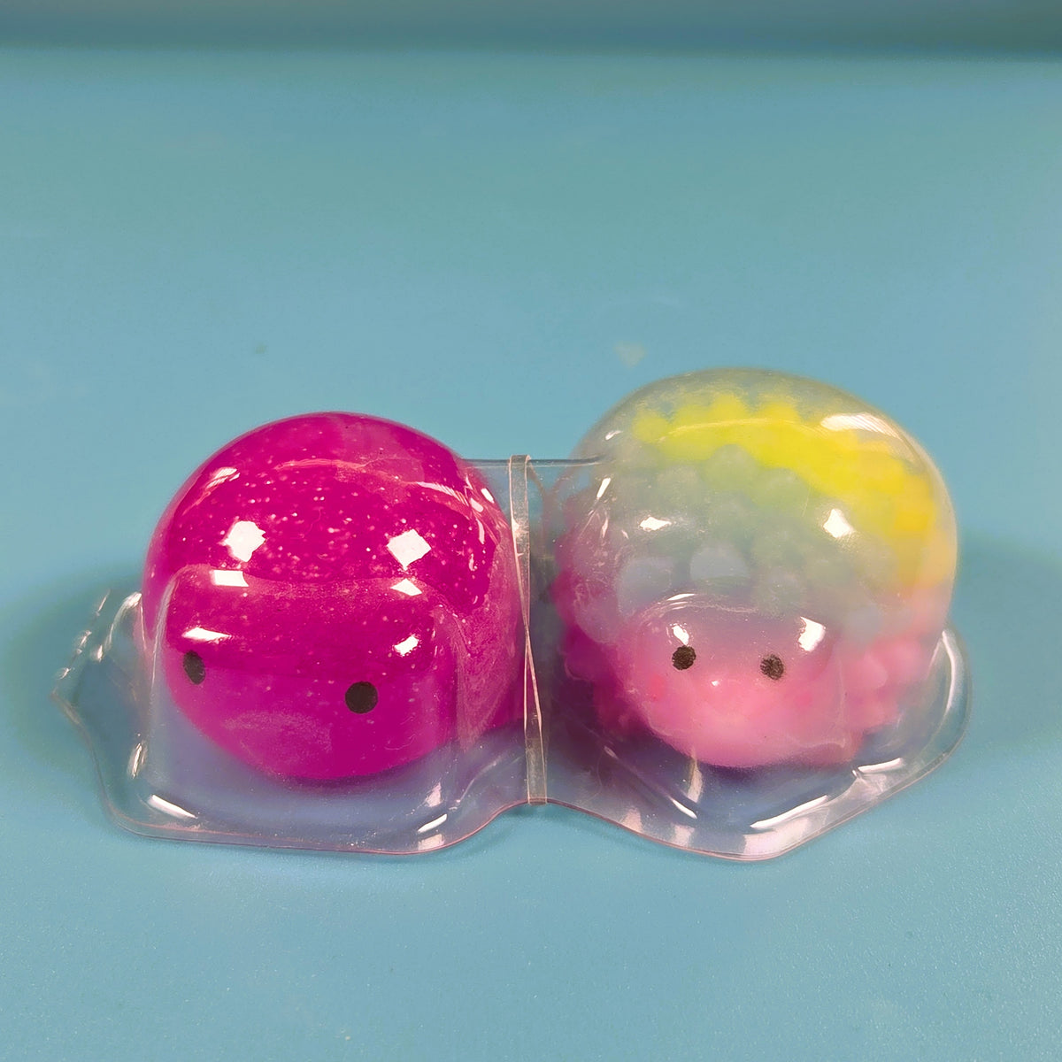 The Original Moj Moj Squish - Pink Glitter Whale (Rare) & Rainbow Sheep