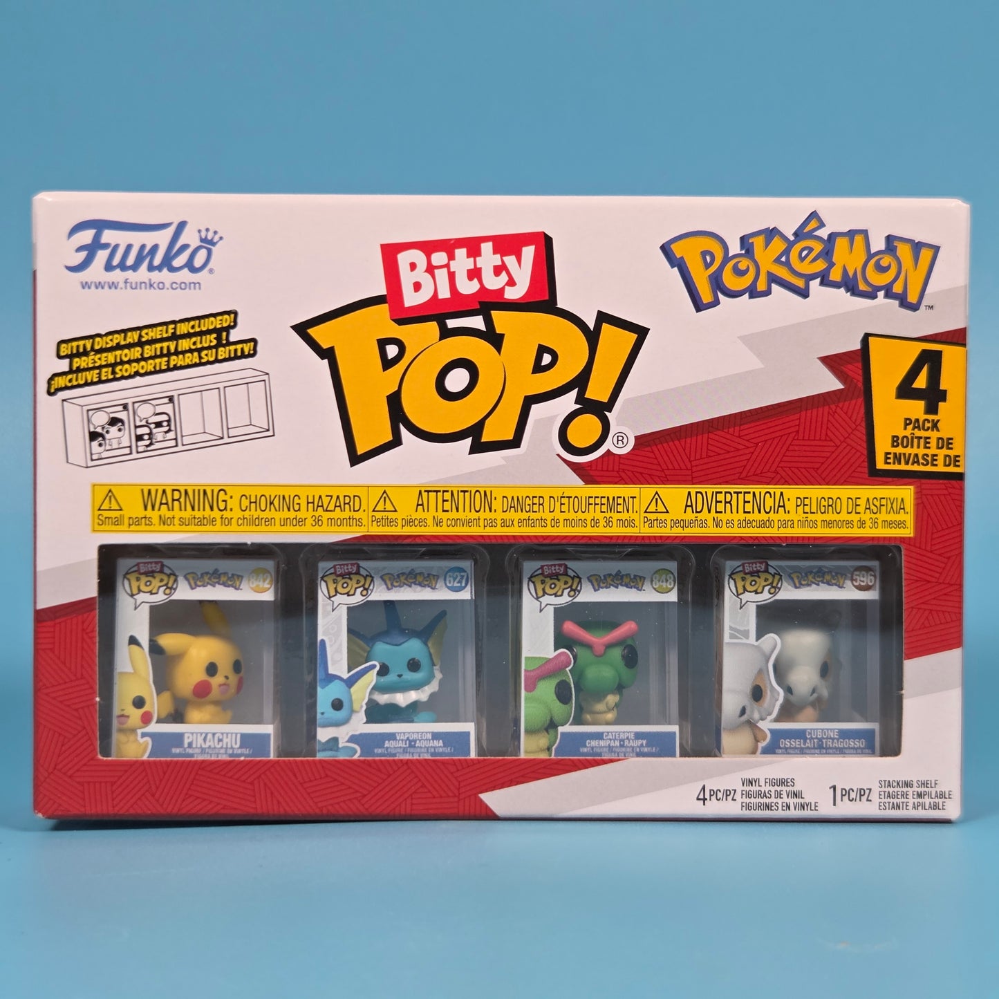 Funko Bitty Pop! Pokémon 4-Pack inc Pikachu, Vaporeon, Caterpie & Cubone