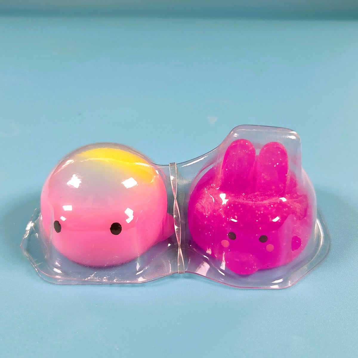 The Original Moj Moj Squish - Purple Glitter Bunny & Rainbow Whale