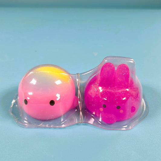 The Original Moj Moj Squish - Purple Glitter Bunny & Rainbow Whale