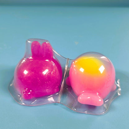 The Original Moj Moj Squish - Purple Glitter Bunny & Rainbow Whale