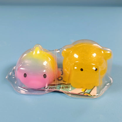 The Original Moj Moj Squish - Rainbow Dolphin & Yellow Glitter Octopus