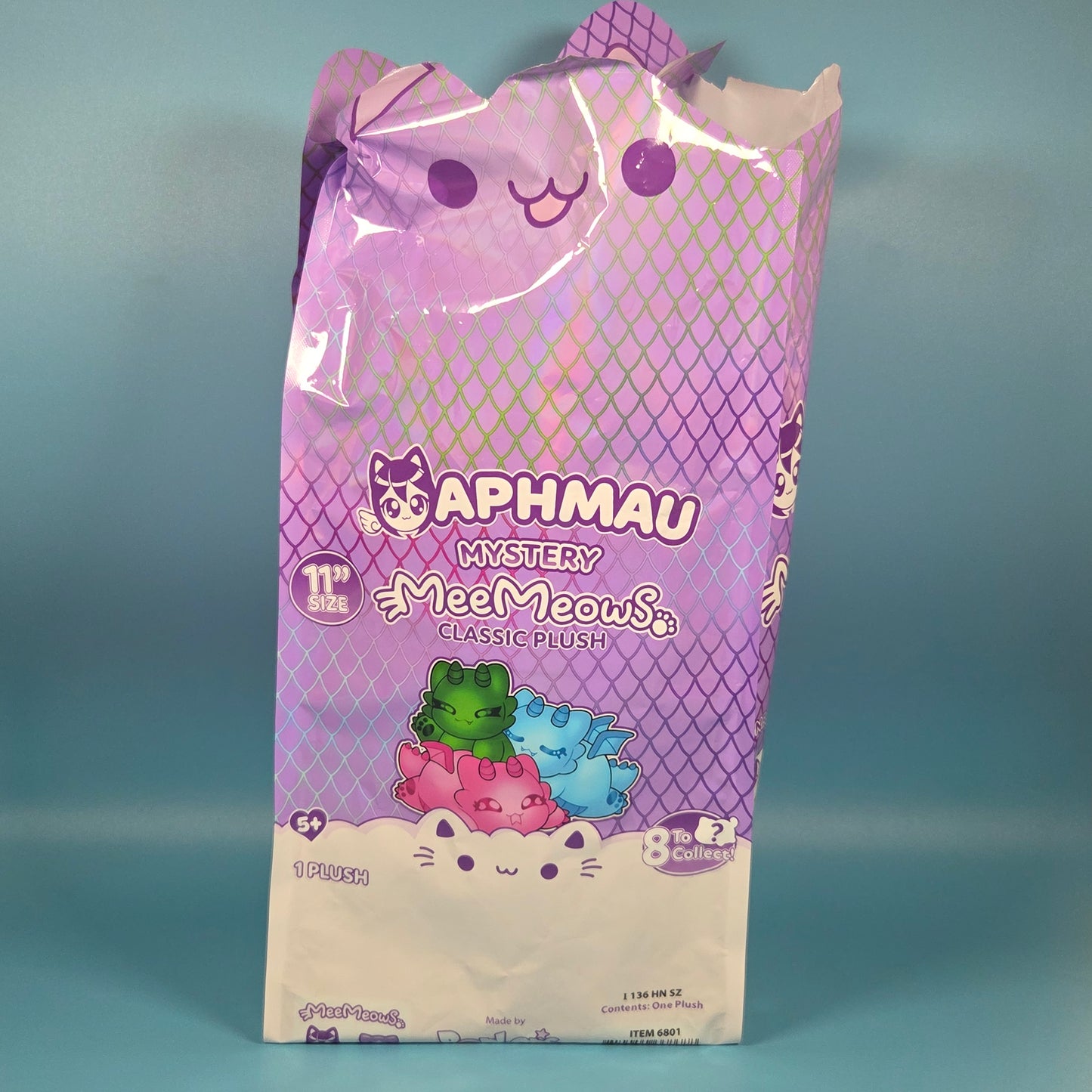 Aphmau MeeMeows Gemstone Dragons Classic Plush 11" - Silver Cat