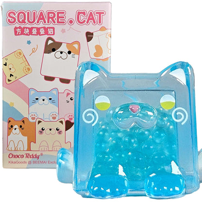 Square Cat Sensory Minifigure - Smoothie (Lying Down)