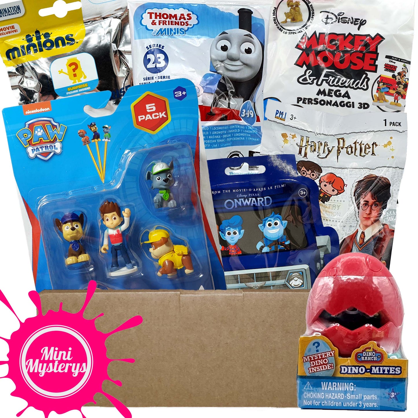 Mini Mysterys Boys Toy Bundle - 7 Toys inc Dino Ranch, Paw Patrol, Despicable Me, Thomas and Friends (Boys Gift Ideas)