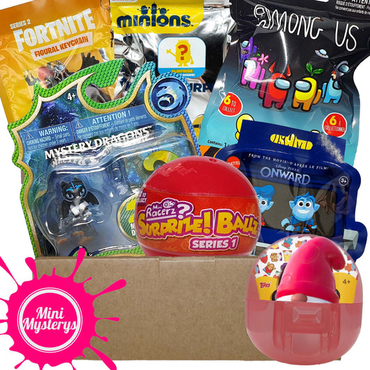 Mini Mysterys Boys Toy Bundle - 7 Toys inc How To Train Your Dragon, Fortnite, Among Us, Disney Pixar (Boys Gift Ideas)