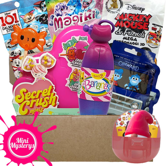 Mini Mysterys Girls Toy Bundle - 7 Toys inc Secret Crush Mini, Disney, Bananas Bunch, Magiki, Gonkers Blind Packs (Girls Gift Ideas)