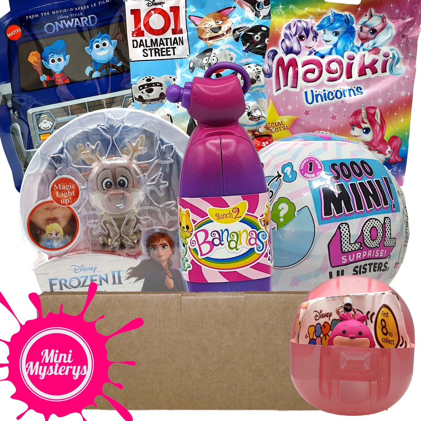 Mini Mysterys Girls Bargain Toy Bundle - 7 Toys inc LOL Surprise Sooo Mini, Frozen, Bananas Bunch, Tsum Tsums (Girls Gift Ideas)